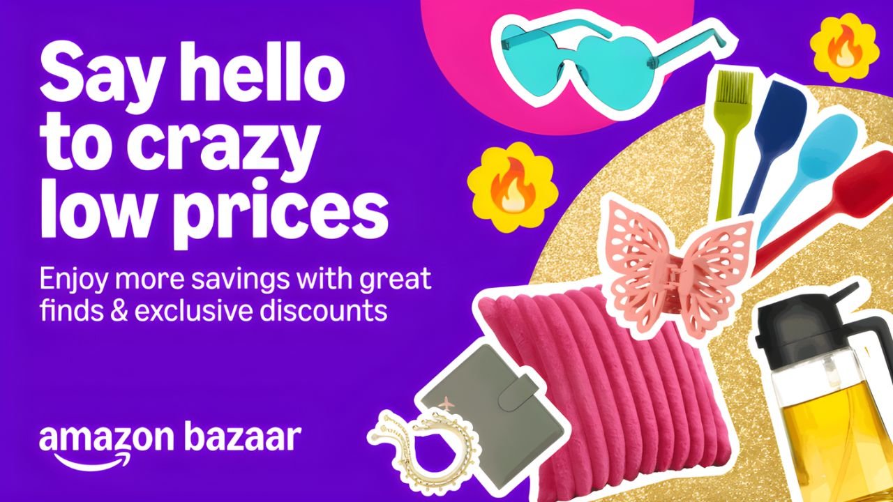 A promotional image for the Amazon Bazaar shopping app