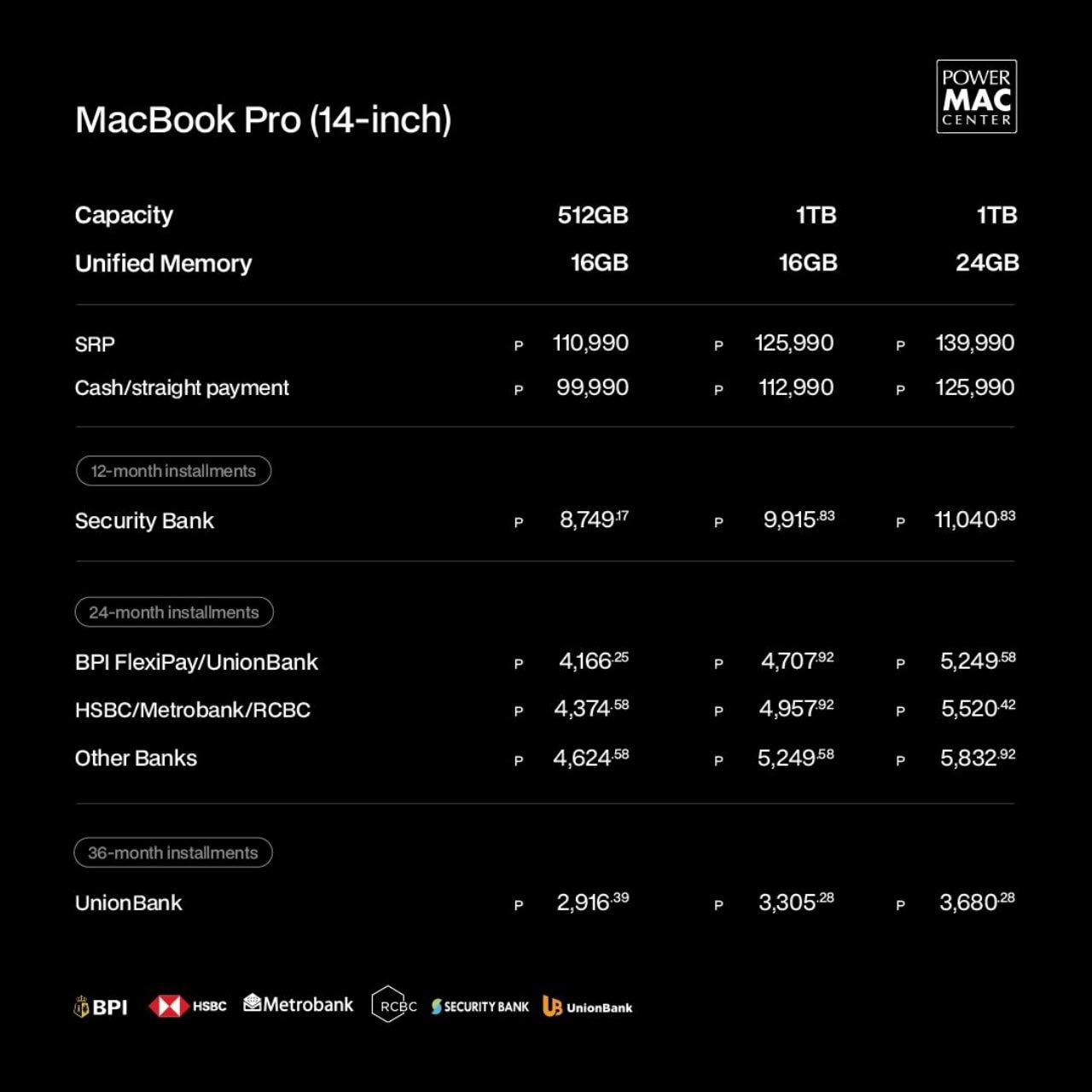 Promotional material from Power Mac Center detailing their MacBook Pro M5 pre-order offer.