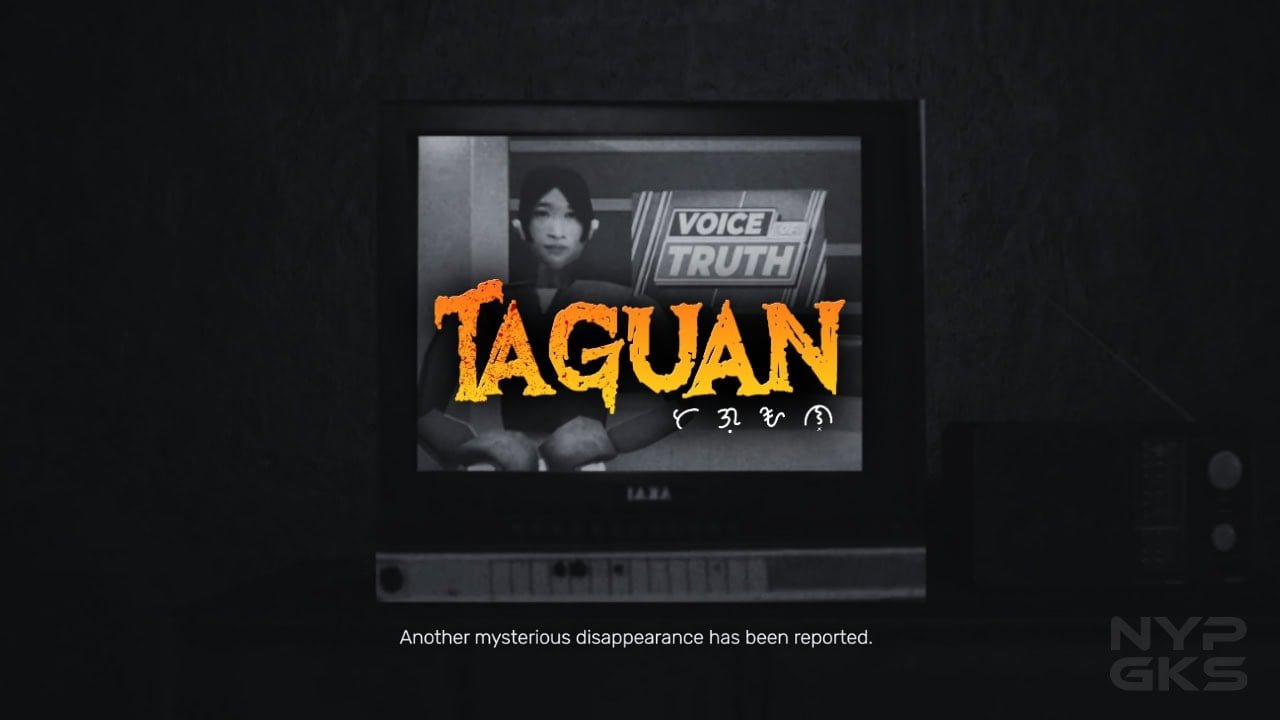 Promotional art for the Filipino horror game Taguan showing a dark and eerie setting.