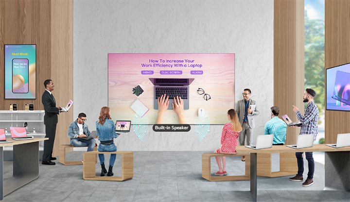 Close-up of the LG LAPA Series screen showcasing its vibrant colors and clarity for business presentations.