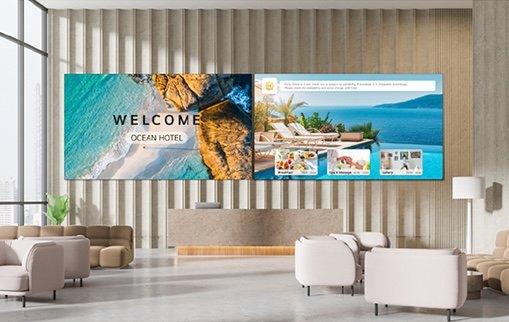 The LG LAPA Series All-in-One LED display shown in a modern Filipino corporate meeting room.